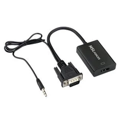VGA Universal I HDMI Converter Gyda Sain, HDMII Benyw i VGA Gwryw adapter Converter gyda 3.5mm Audio Cable a Micro USB Codi Tâl Cord gyfer DVD Chwaraewr, Dabled PC, Digital Camera, Camera SLR