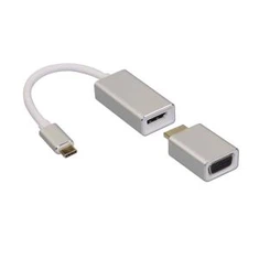USB Math C Thunderbolt 3 I VGA Adapter Gwryw i Benyw