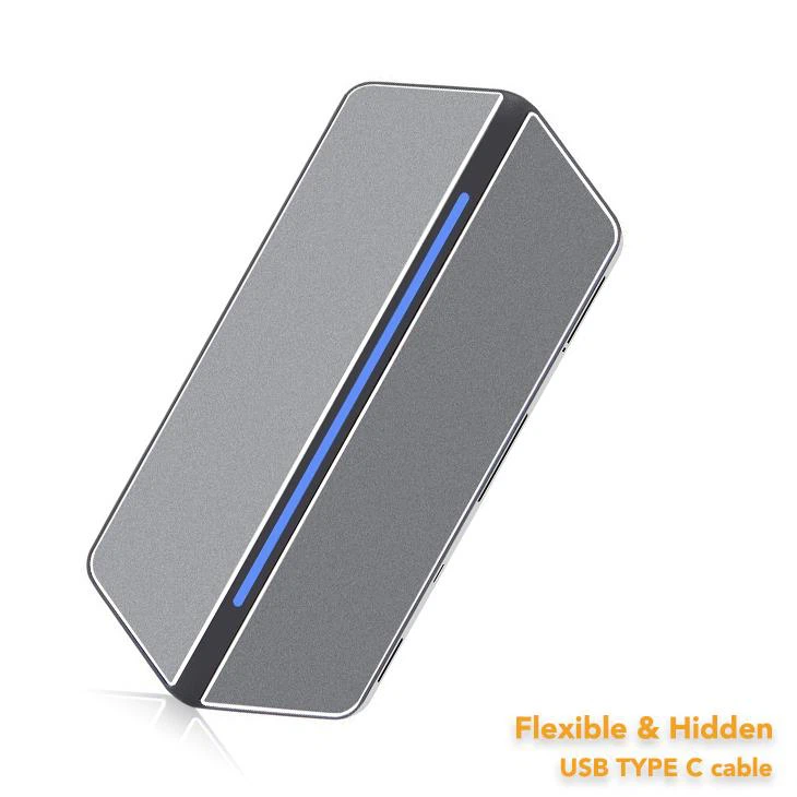 Gorsaf Docio USB C Gyda Adaptydd VGA HDMI, USB 3.0 A 3.5mm Sain, Darllenydd Cerdyn CF / SD / TF, Math C Darparu Pŵer 8 YN 1 Dylunio