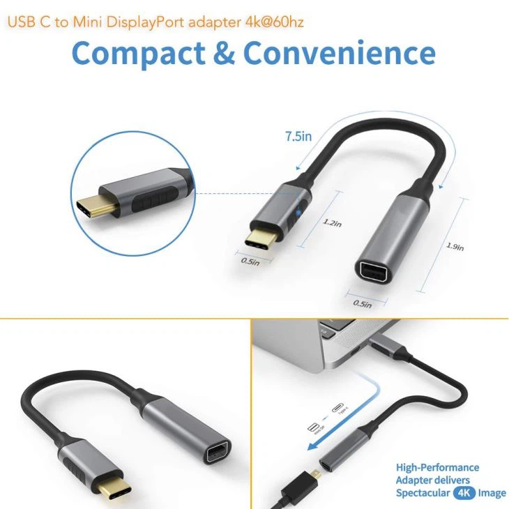 USB C To MiniDisplayPort Adapter 4k@60Hz - MSLFORCE Adapter