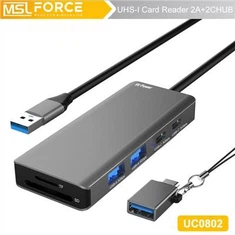 Darllenydd Cerdyn Gyda 4Ports USB HUB TYPE-A TYPE-C
