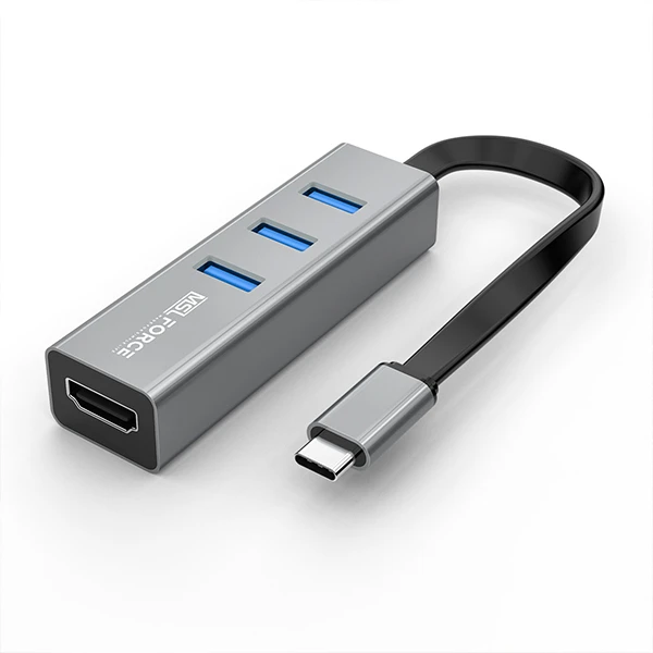 Addasydd USB C HDMI Hyblyg Gyda HUB